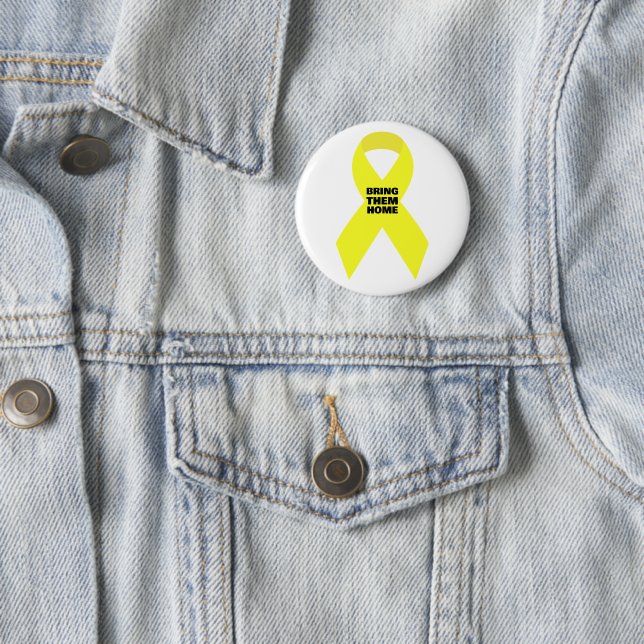 Stand with Israel- Yellow Ribbon Bring Them Home  6 Cm Round Badge (In Situ)