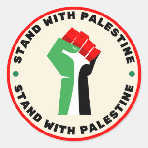 Stand with Palestine - Fist - Flag Colours Classic Round Sticker