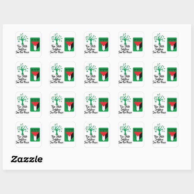 Stand With Palestine, Flag and Olive Tree Square Sticker (Sheet)