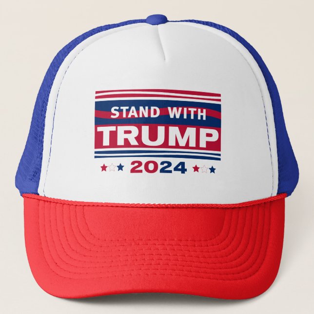 Stand with Trump~2024~MAGA Trucker Hat (Front)