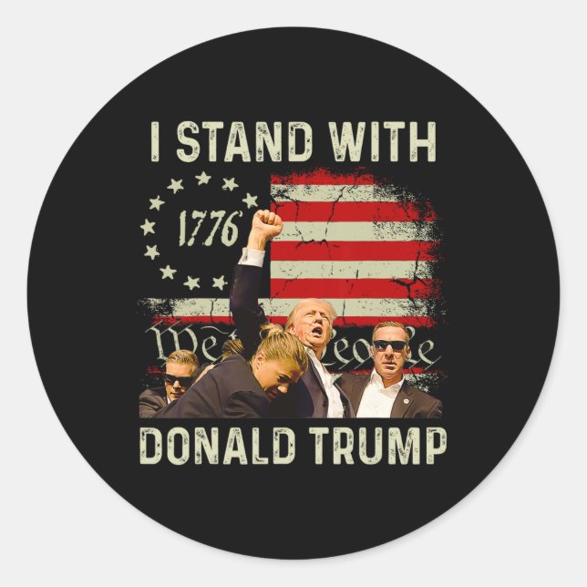 Stand With Trump Funny Trump 2024  Classic Round Sticker (Front)