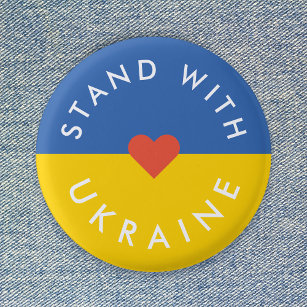 Stand with Ukraine Anti War Protest Ukrainian Flag 3 Cm Round Badge