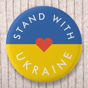 Stand with Ukraine Anti War Protest Ukrainian Flag 6 Cm Round Badge