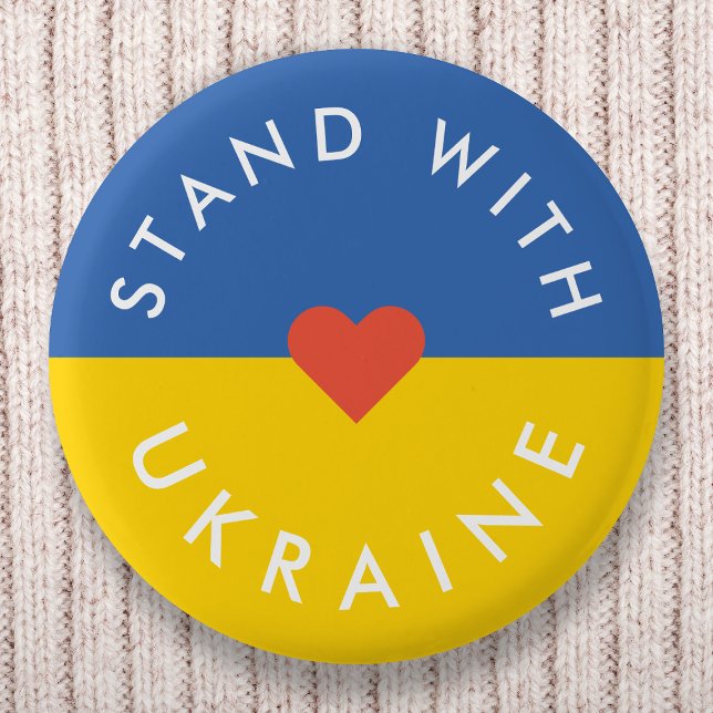 Stand with Ukraine Anti War Protest Ukrainian Flag 6 Cm Round Badge (Creator Uploaded)