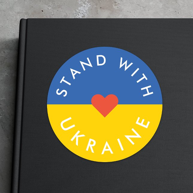 Stand with Ukraine Anti War Protest Ukrainian Flag Classic Round Sticker (Creator Uploaded)