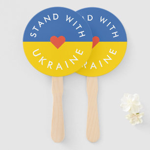 Stand with Ukraine Anti War Protest Ukrainian Flag Hand Fan