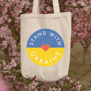Stand with Ukraine Anti War Protest Ukrainian Flag Tote Bag