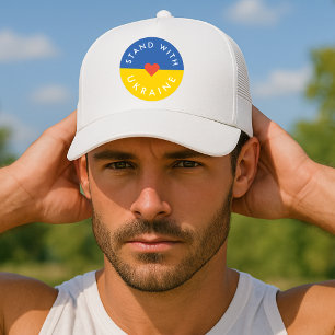 Stand with Ukraine Anti War Protest Ukrainian Flag Trucker Hat