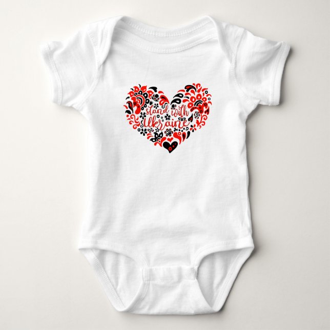 Stand with Ukraine lettering and heart Baby Bodysuit (Front)