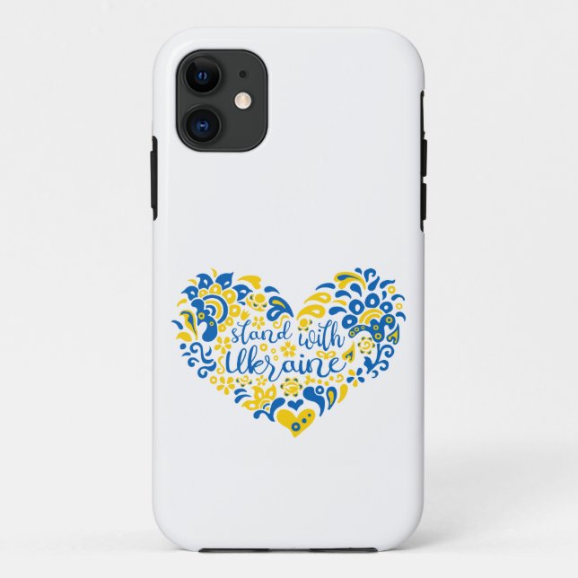 Stand with Ukraine lettering and heart Case-Mate iPhone Case (Back)