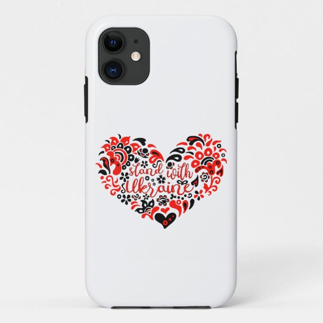 Stand with Ukraine lettering and heart Case-Mate iPhone Case (Back)