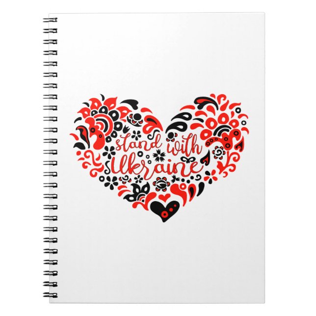 Stand with Ukraine lettering and heart Notebook (Front)