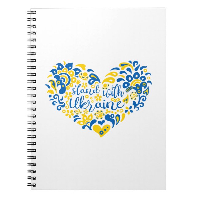 Stand with Ukraine lettering and heart Notebook (Front)