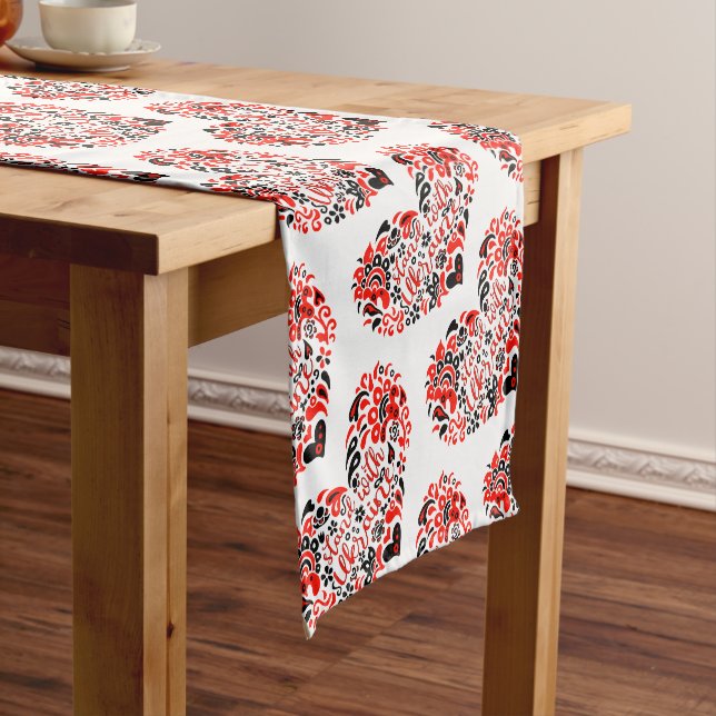 Stand with Ukraine lettering and heart Short Table Runner (In Situ)
