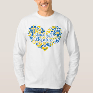 Stand with Ukraine lettering and heart T-Shirt
