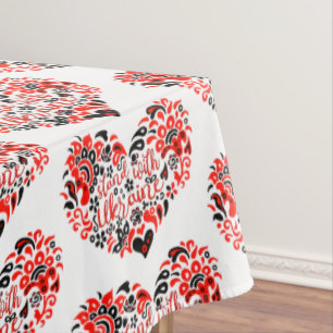 Stand with Ukraine lettering and heart Tablecloth