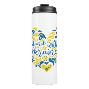 Stand with Ukraine lettering and heart Thermal Tumbler