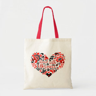 Stand with Ukraine lettering and heart Tote Bag