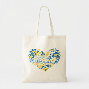 Stand with Ukraine lettering and heart Tote Bag