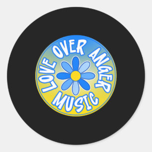 Stand With Ukraine Love Over Anger Music 3 Classic Round Sticker