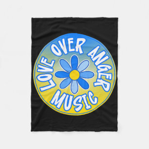 Stand With Ukraine Love Over Anger Music 3 Fleece Blanket
