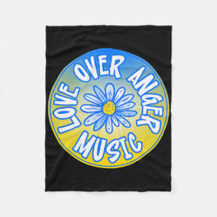 Stand With Ukraine Love Over Anger Music 4 Fleece Blanket