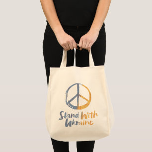 Stand With Ukraine - PEACE Symbol Sign Freedom Tote Bag