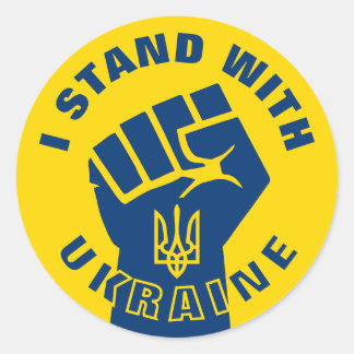 STAND WITH UKRAINE Protest Fist Classic Round Sticker