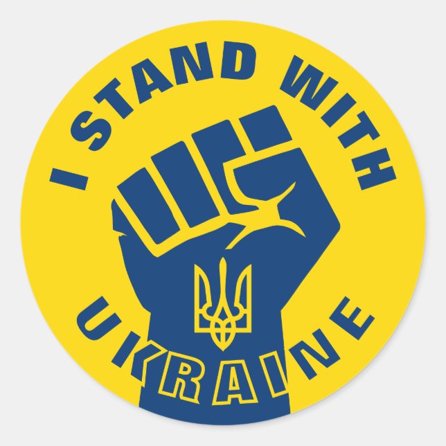STAND WITH UKRAINE Protest Fist Classic Round Sticker (Front)
