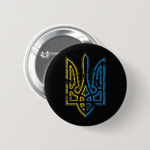 Stand with Ukraine Retro Vintafe Flag Trident 6 Cm Round Badge