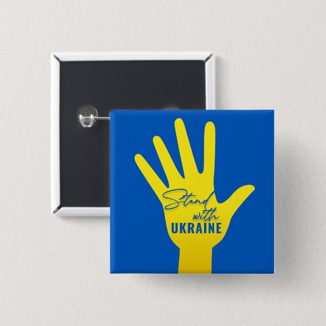 Stand with Ukraine Square Button (Front & Back)