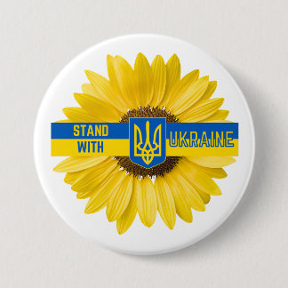 Stand With Ukraine Sunflower 7.5 Cm Round Badge