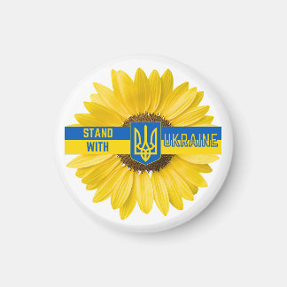 Stand With Ukraine Sunflower Magnet