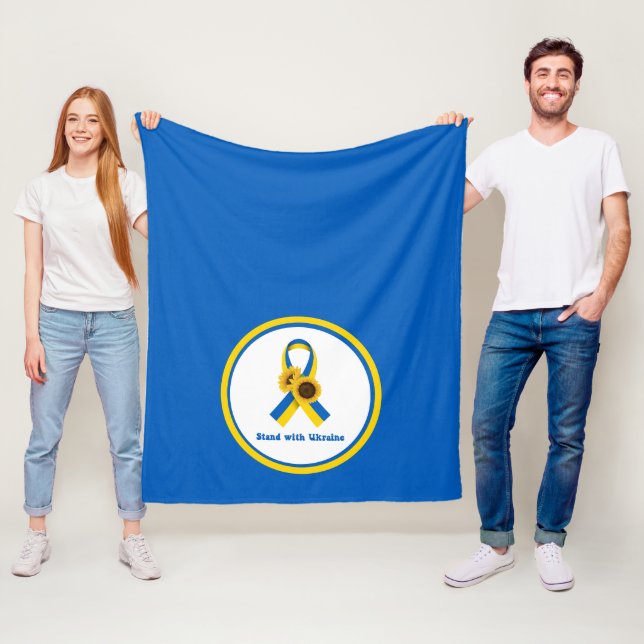 Stand With Ukraine Support Ribbon  Fleece Blanket (In Situ)