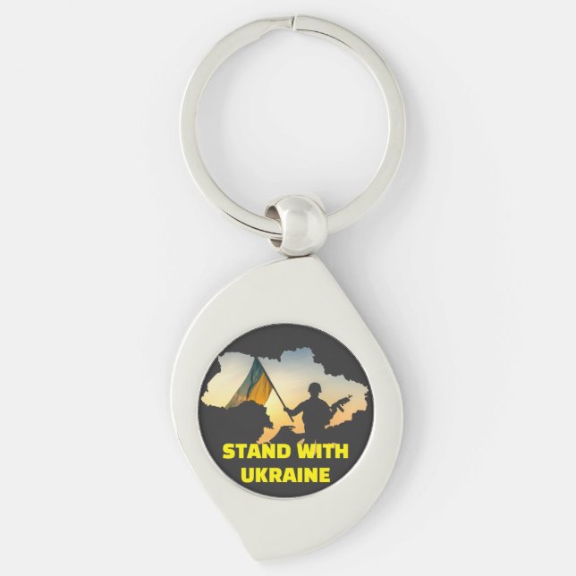 Stand with Ukraine – Support & Solidarity  Key Ring (Front)