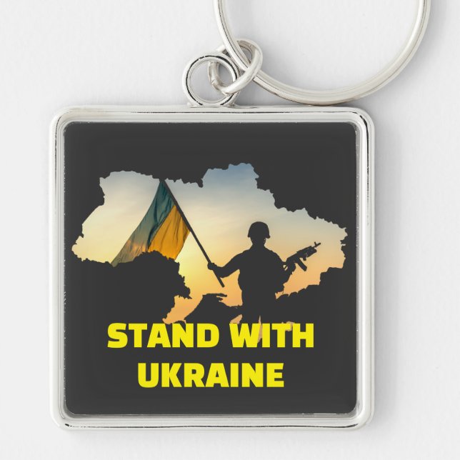 Stand with Ukraine – Support & Solidarity Key Ring (Front)