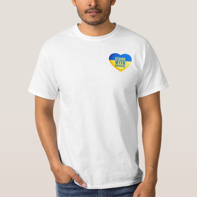 Stand with Ukraine. Support Ukraine heart. T-Shirt (Front)