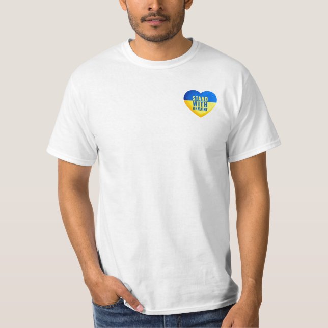 Stand with Ukraine. Support Ukraine heart. T-Shirt (Front)