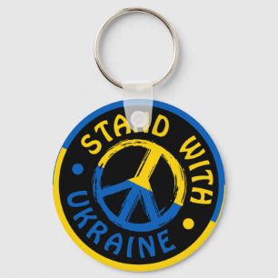 Stand With Ukraine, Ukraine Peace Symbol Key Ring