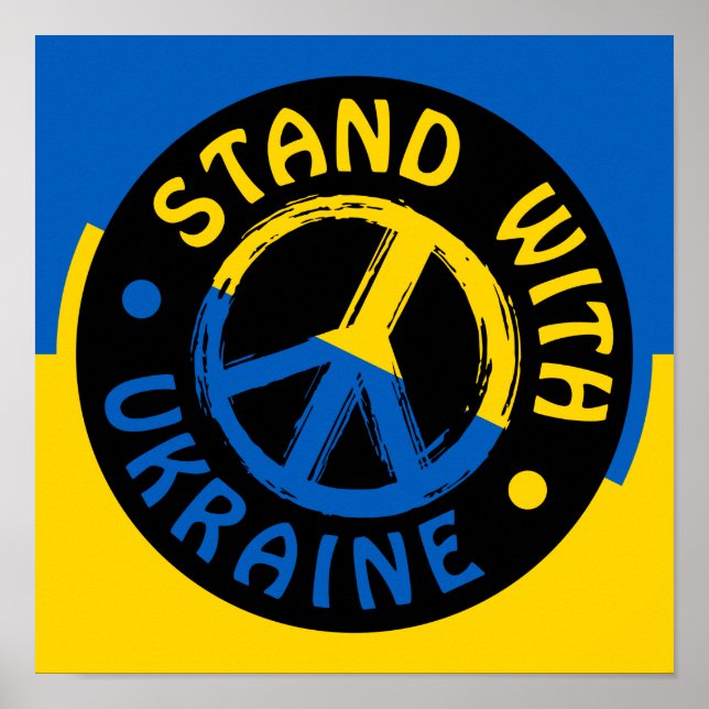 Stand With Ukraine, Ukraine Peace Symbol Poster (Front)