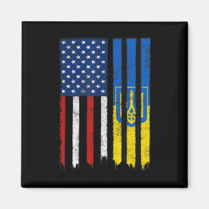 Stand With Ukraine Ukrainian American Flag Pride U Magnet