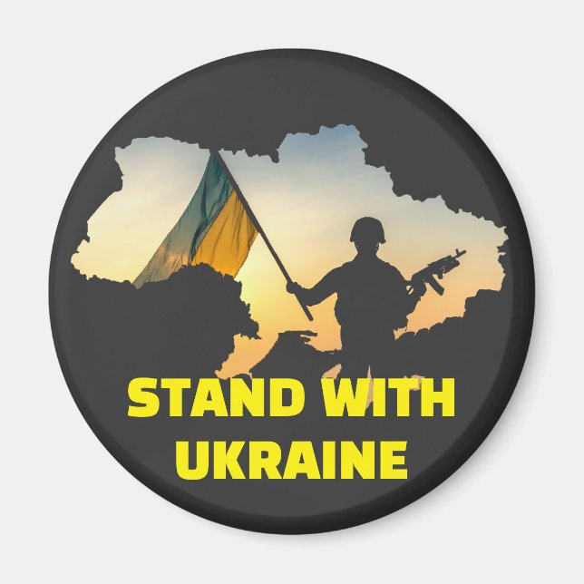 Stand with Ukraine with map    Magnet (Front)