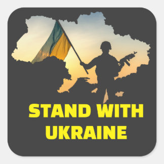 Stand with Ukraine with map   Square Sticker