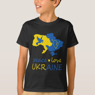Stand With Ukrainian Peace Love Ukraine Flag T-Shirt