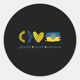 Stand With Ukrainian Peace Love Ukraine Sunflower Classic Round Sticker