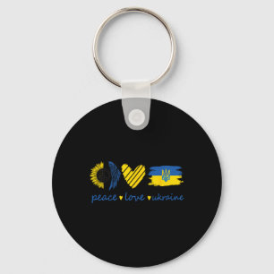 Stand With Ukrainian Peace Love Ukraine Sunflower  Key Ring