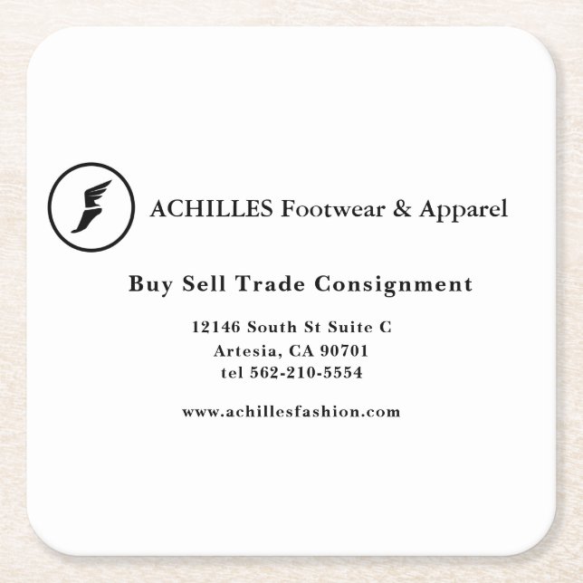 Standard, 3.5" x 2.0" Business Card Square Paper Coaster (Front)