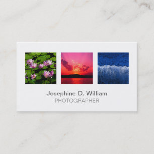 Standard 3 photo or logo white grey modern chic business card