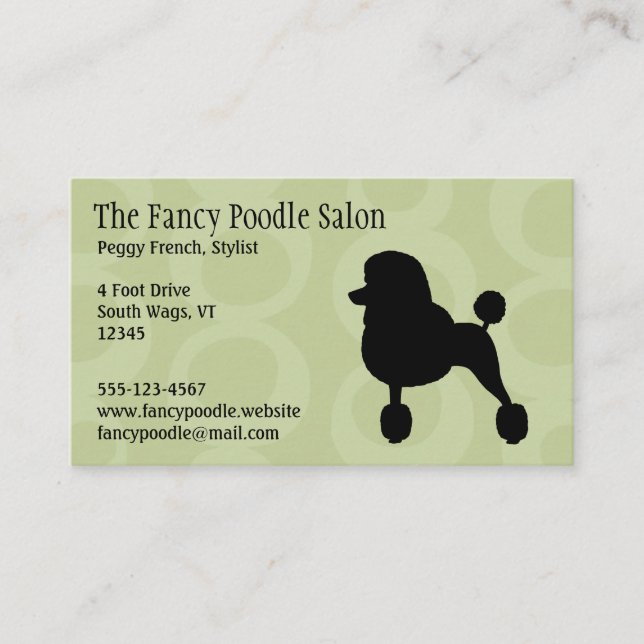 Standard Black Poodle Silhouette Business Card (Front)
