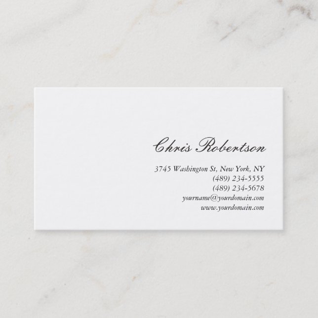 Standard Calligraphy Script White Business Card (Front)